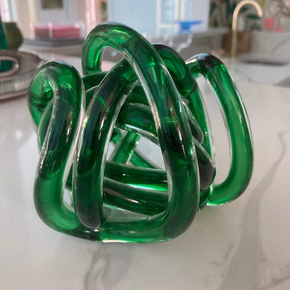 Stunning, green glass hand blown knot.